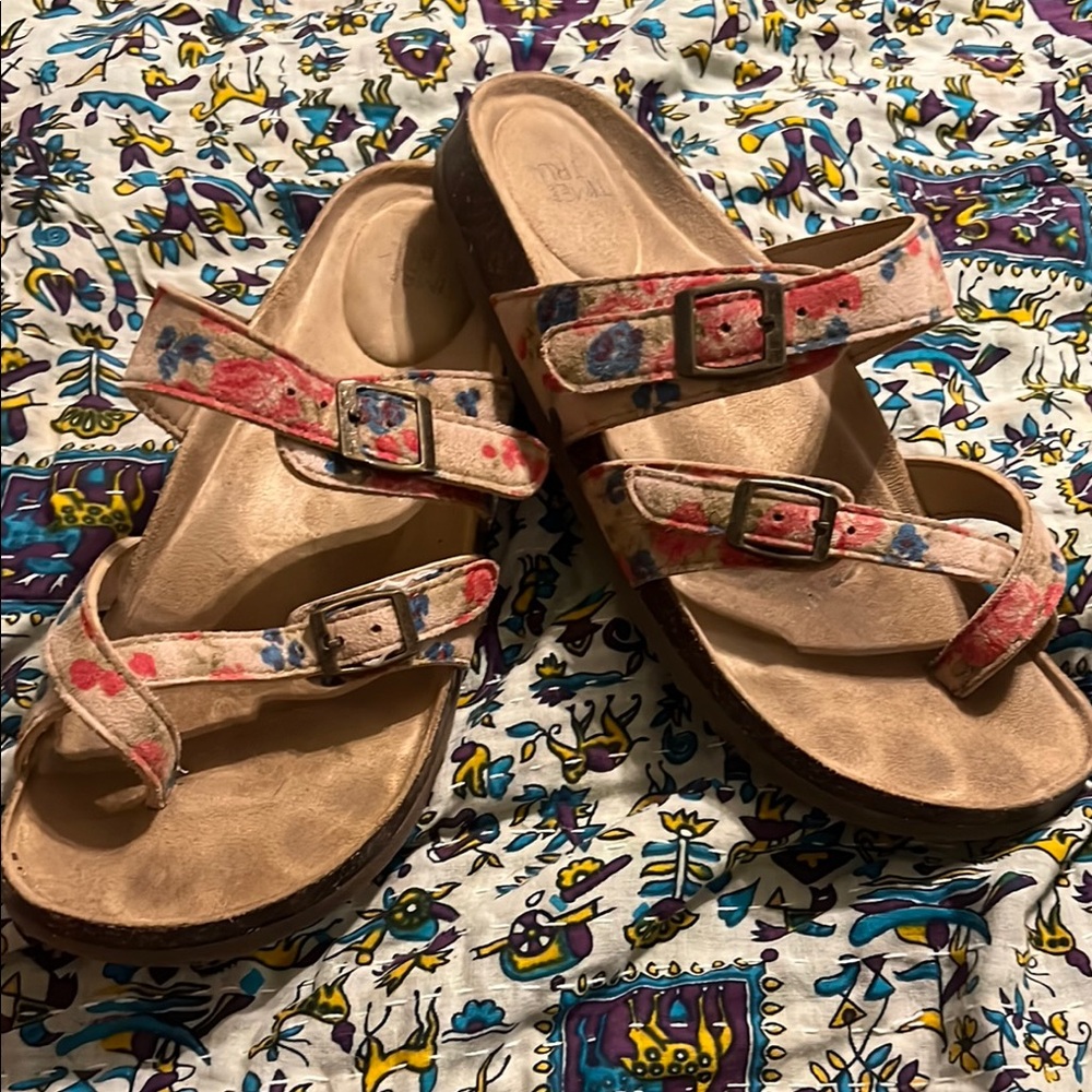 Floral Double Strap Sandals